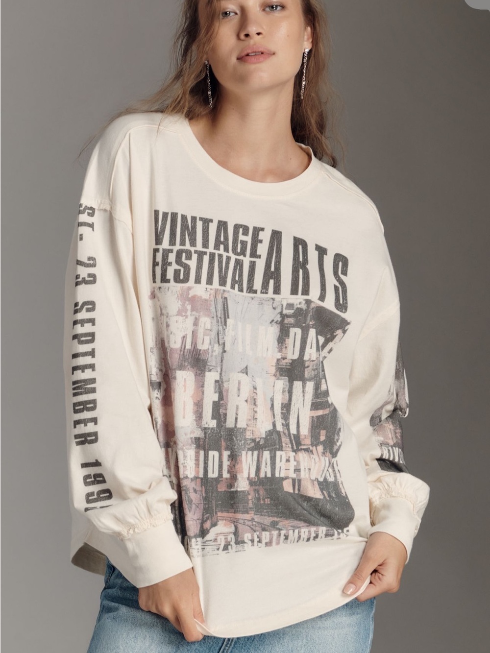 Pilcro Long-Sleeve Graphic Band Tee